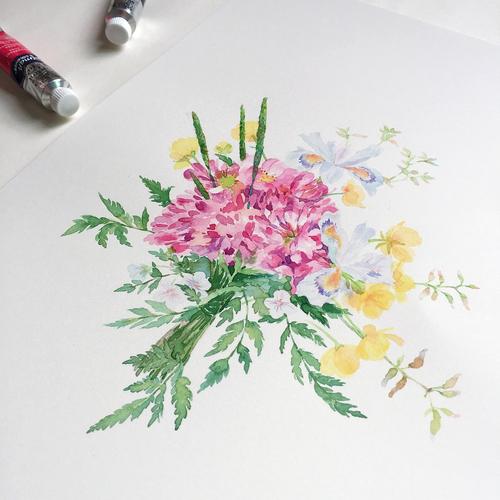 原创水彩画 水彩花卉 手绘