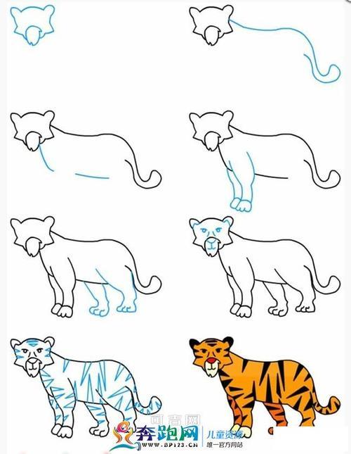 画一只可爱的小老虎儿童简笔画图片详解老虎的简笔画图片大全百兽之王