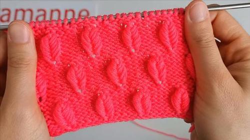 一款错乱有序的小叶子针织,最好看的宝宝毛衣花样编织教程