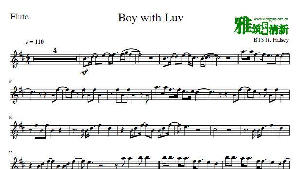 bts - boy with luv长笛独奏谱   楽谱   五线谱   有歌词   钢琴谱