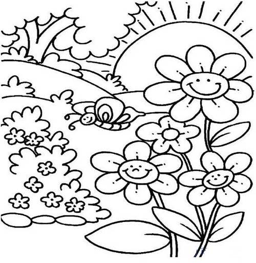 风景简笔画春天幼儿简笔画图片_美丽的花园(9)春天的花园儿童画作品