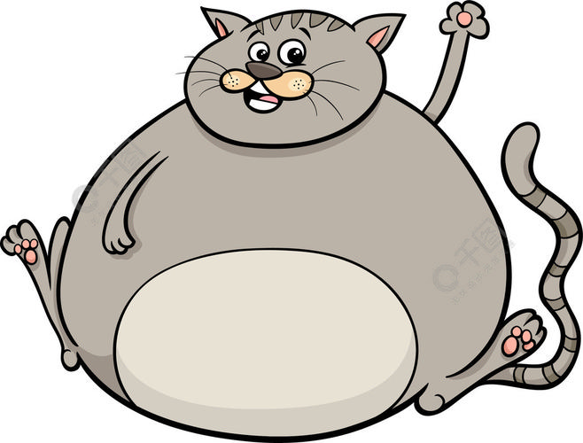 有趣的超重猫漫画动物人物的卡通插图