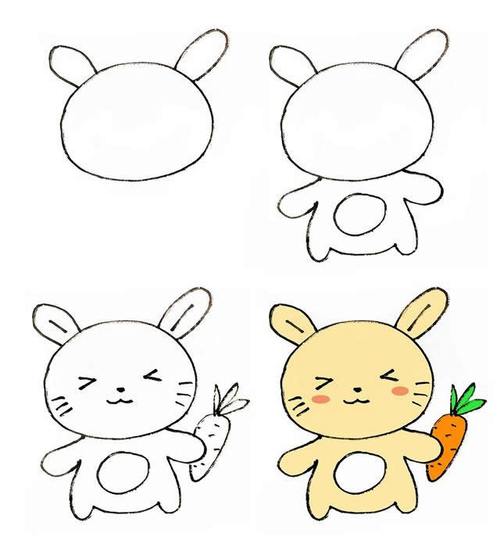 可爱的小兔子彩色画法步骤图片 - 毛毛简笔画