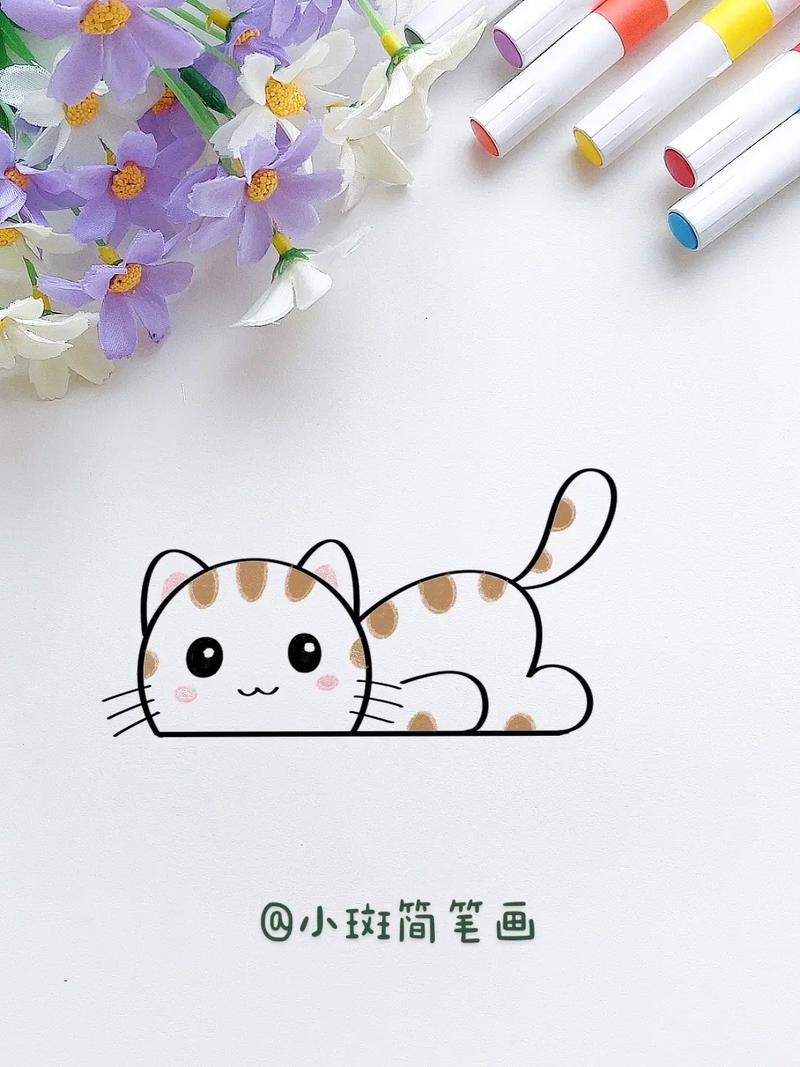可爱的小猫简笔画.
