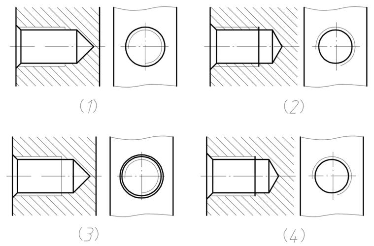 图中给出了4种内螺纹的画法,正确的画法是( ).