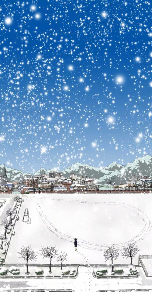 画中的雪世界温暖冬日卡通背景壁纸