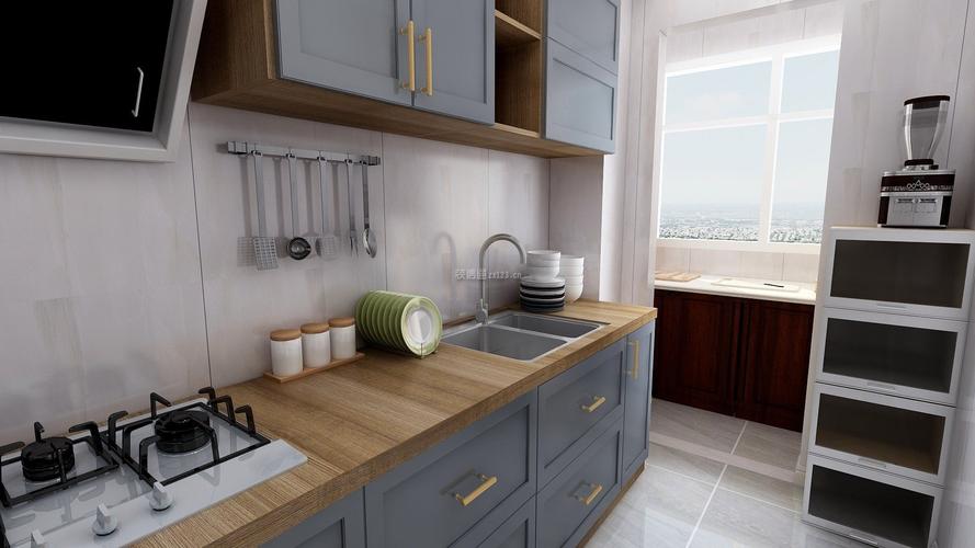 87平米现代风格二居室厨房橱柜台面装修效果图