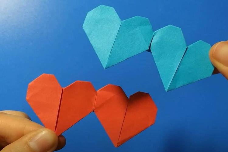 手工折纸教程一张纸折出一双心心相连简单有趣