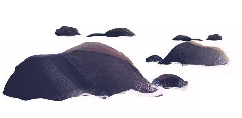海洋海水中的礁石小岛手绘插画4991787免抠图片素材 生物自然-第1张