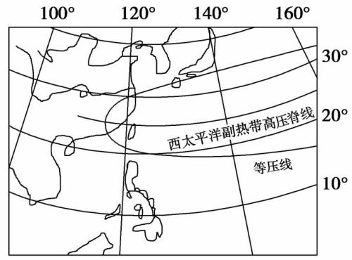 当西太平洋副热带高压脊线移到图示位置时(双选)