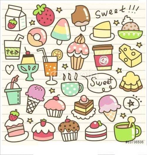 大全可爱小甜品简笔画图片可爱儿童简笔画:十几款零食与小甜品的画法