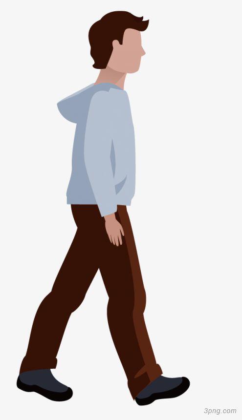 世界步行日走路的男孩png素材透明免抠图片-卡通手绘