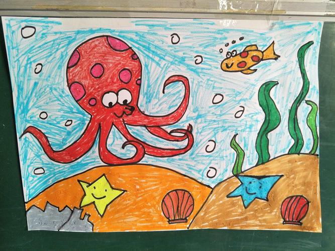 海底世界儿童绘画一等奖作品大全海底世界/少儿绘画作品/儿童画/网络