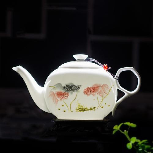 瓷物语ciwuyu家用茶具1000ml陶瓷大茶壶单壶耐热防暴景德镇青花瓷薄胎