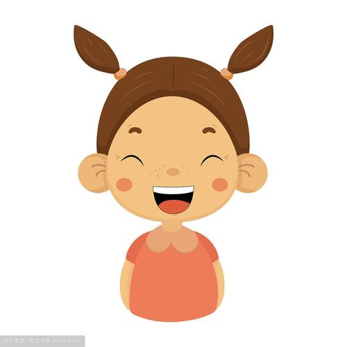 笑的小女孩平面卡通肖像表情