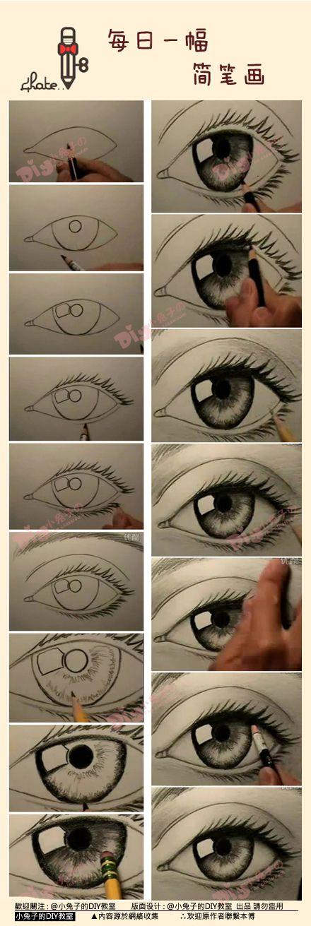 每日一幅,简笔画#【一步一步教你画眼睛.