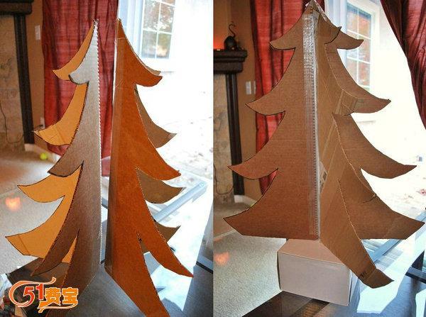 用废纸和废纸箱制作的环保圣诞树 - 废物利用手工diy小制作 - 51费宝