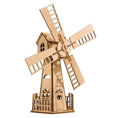 手工互动diy礼物亲子拼装荷兰件摆玩具儿童生日风车模型木质