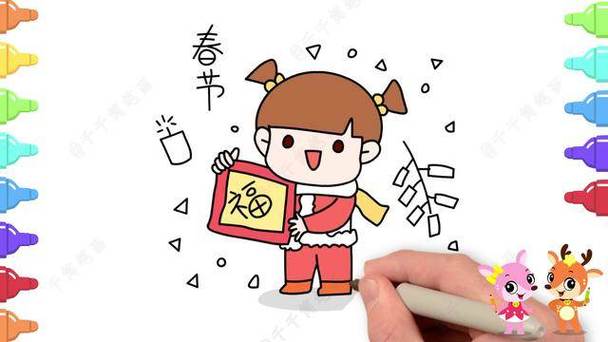 春节过年主题简笔画,幼儿卡通人物教程,简单实用幼师推荐春节简笔画
