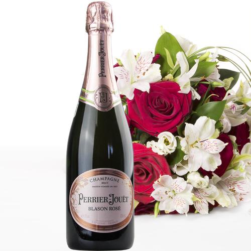 法国进口香槟perrierjouet粉红巴黎之花布拉森玫瑰桃红香槟750ml