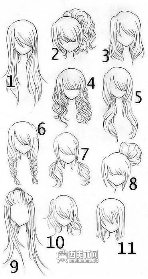 11种动漫女生的头发画法(正面)