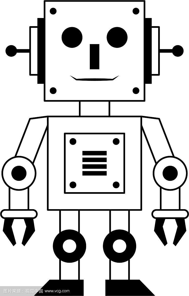 机器人玩具科技卡通黑白