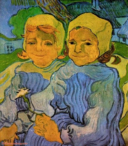 《两个小女孩/1890》文森特·梵高 | 奥维尔时期作品欣赏_世界名画