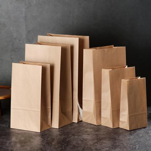 袋汉堡打包纸袋子100个牛皮纸袋定制方底袋烘焙食品加厚外卖包装