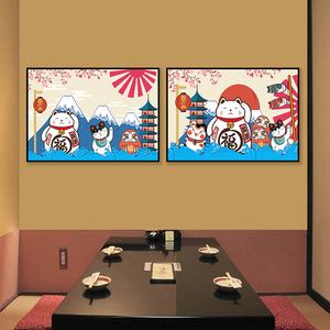 日式装饰画寿司店料理店居酒屋民宿挂画日本和风浮世绘招财猫壁画