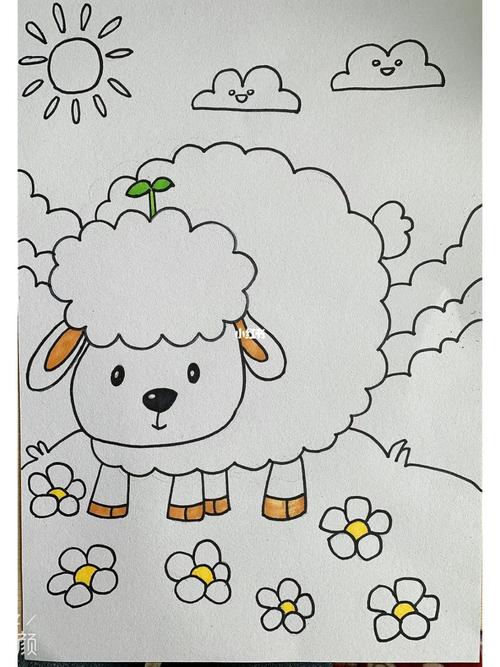 儿童画绵羊