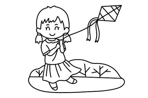 最后给这个放风筝的小女孩涂上颜色,我们的简笔画就完成咯,是不是很