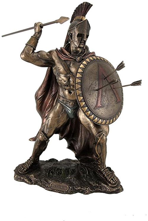 树脂雕像国王列奥尼达斯希腊战士斯巴达古铜版雕像 33.02 x 31.