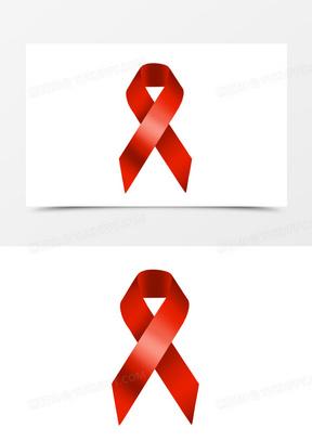 手绘防治艾滋病红丝带标志元素