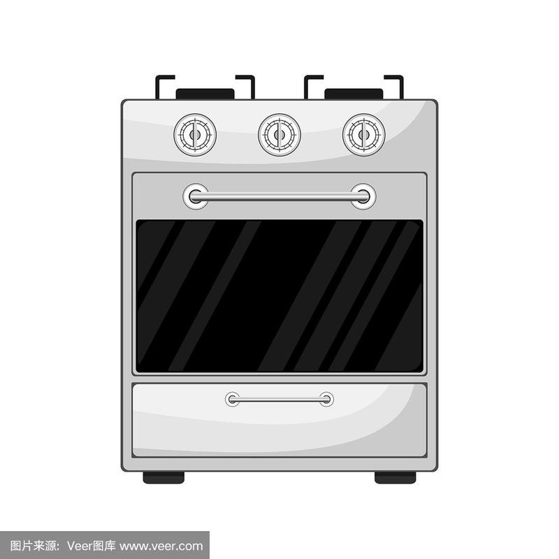 卡通厨房烤箱.矢量图