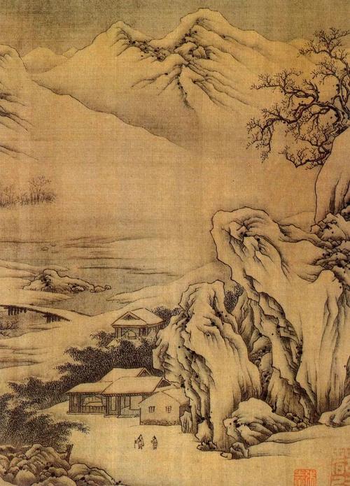 唐 王维 江干雪霁图卷 31.3×207.3厘米 现藏于日本