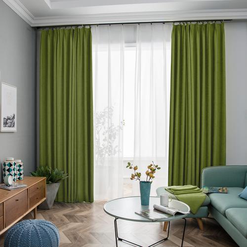 2020新款窗帘现代简约几何图案北欧遮光窗帘客厅卧室成品绿野