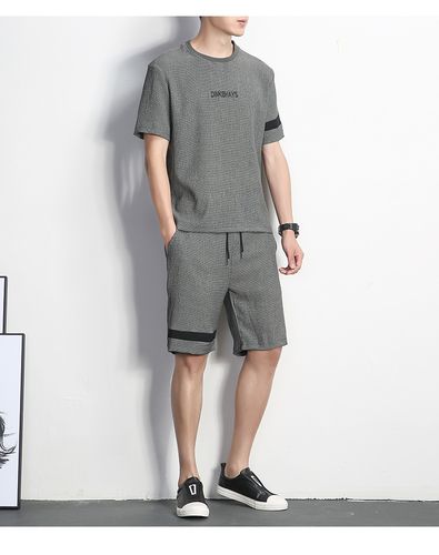 薄款短袖运动套装男夏季休闲装2020新款韩版潮流时尚帅气短裤