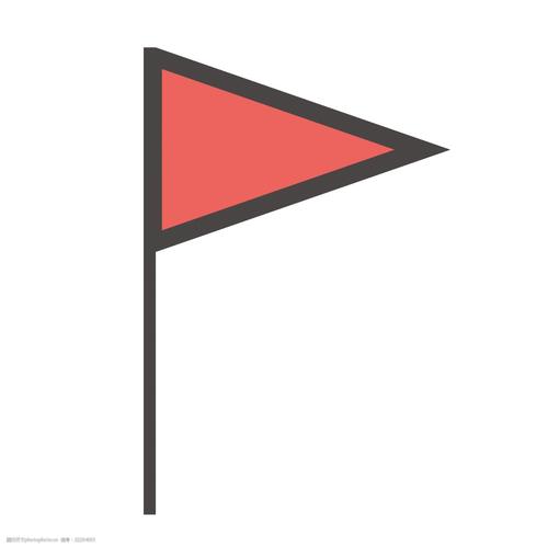 红色 手绘 三角形 旗帜 扁平化 矢量图 飘扬 卡通图标 旗杆