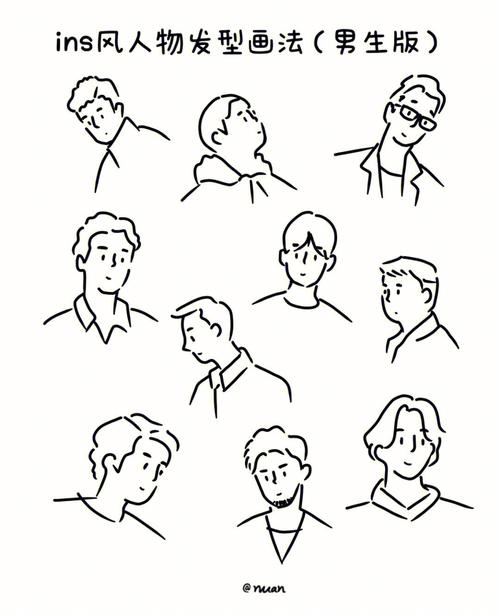 简笔画画男生发型和女生发型不同的是,男生头发较短所以画男生需要多