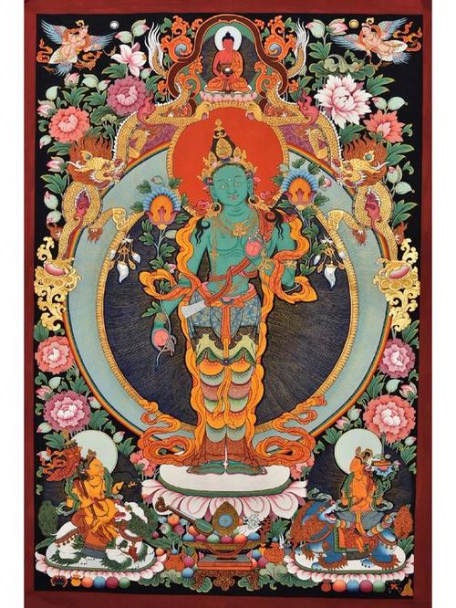 绿度母是藏传佛教中的一位非常重要的女性护法神,她被认为具有保护