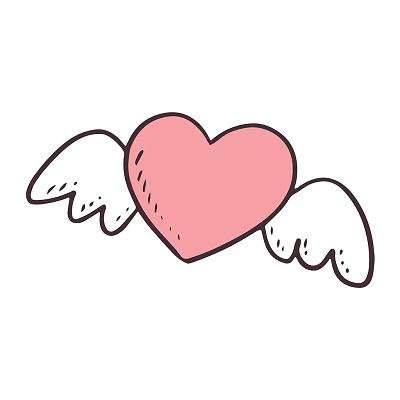 粉色卡通翅膀爱心520情人节表白元素