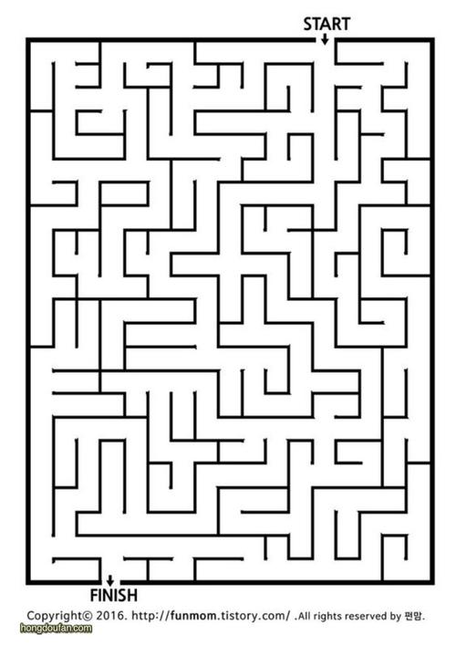 20张方形迷宫复杂迷宫在线游戏a4可打印图片-红豆饭小学生简笔画大全