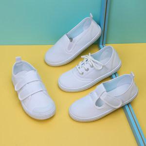 儿童小白鞋女童白布鞋男童白球鞋学生幼儿园室内鞋白色童鞋帆布鞋