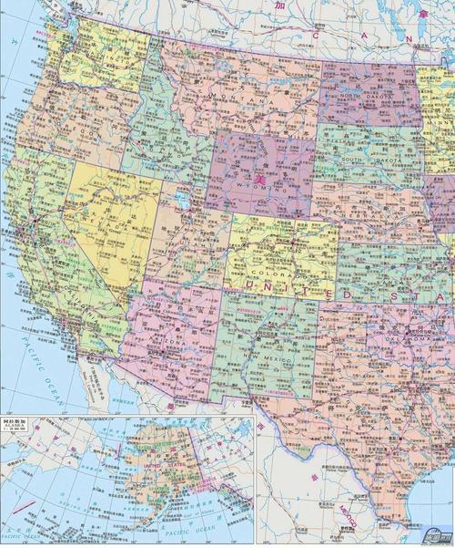 北美洲(north america): 美国(usa)地图和经维度