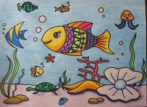 儿童画海底世界简笔画打印
