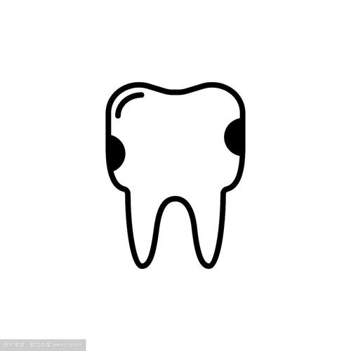 牙齿龋齿线图标孤立在白色