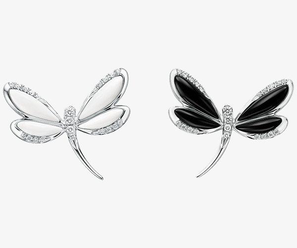 施华洛世奇首饰黑白蜻蜓耳环png素材-90设计
