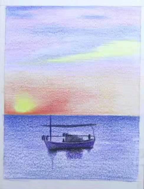 彩铅教程|江畔黄昏,细腻唯美的彩铅画,简单易学