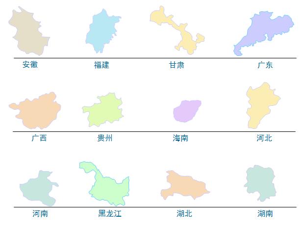 中国各省地图素材