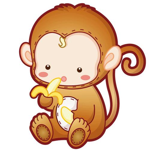坐着吃香蕉的卡通猴子头像